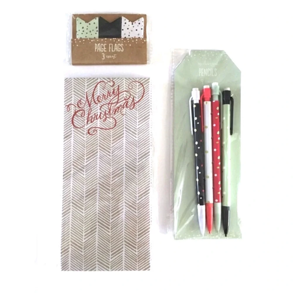 Christmas Dots Stationery Set Planner Accessories List Pad Pencils Page Flags